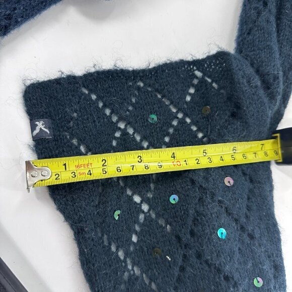 Vintage Blue American Eagle AE Y2K Mohair Blend Scarf Sparkle Sequin - Picture 4 of 7